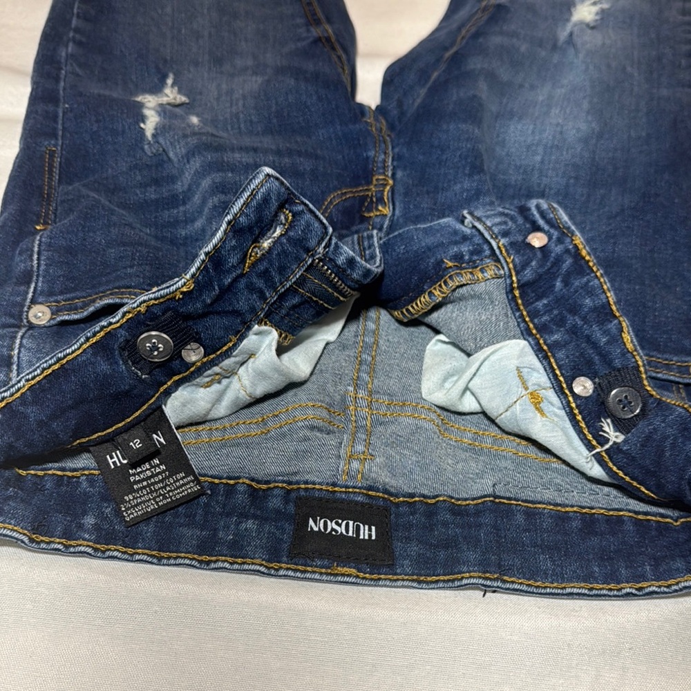 Stylish Distressed Hudson Boys Blue Jeans Adjustable waistband sz 12 - Picture 10 of 10
